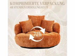 Sillón de marisco de marisco - tela de oranja de oranja - con 3 almohadas - carga máxima de 250 kg - 108x108x52cm^DripeX Hot