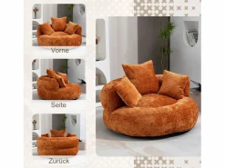 Sillón de marisco de marisco - tela de oranja de oranja - con 3 almohadas - carga máxima de 250 kg - 108x108x52cm^DripeX Hot