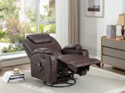 Sillón de masaje de piel sintética - Marrón - SILVANO - golpeteos y vibraciones^Vente-unique Hot