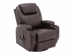 Sillón de masaje de piel sintética - Marrón - SILVANO - golpeteos y vibraciones^Vente-unique Hot