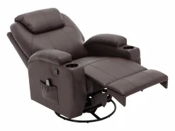 Sillón de masaje de piel sintética - Marrón - SILVANO - golpeteos y vibraciones^Vente-unique Hot