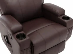 Sillón de masaje de piel sintética - Marrón - SILVANO - golpeteos y vibraciones^Vente-unique Hot
