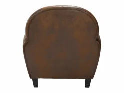 Sillón de microfibra marrón antiguo - Club^Rendez-Vous Déco Outlet