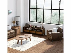 Sillón de microfibra marrón antiguo - Club^Rendez-Vous Déco Outlet
