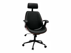 Miliboo Silla De Oficina|Sillón de oficina de dirección de diseño , madera oscura y metal MUSK
