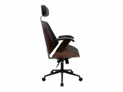 Miliboo Silla De Oficina|Sillón de oficina de dirección de diseño , madera oscura y metal MUSK
