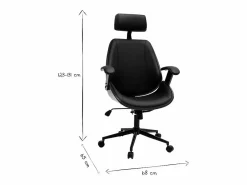 Miliboo Silla De Oficina|Sillón de oficina de dirección de diseño , madera oscura y metal MUSK