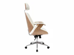 Miliboo Sillón de oficina de dirección de diseño , madera clara y acero cromado MUSK Blanco Discount