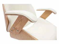 Miliboo Sillón de oficina de dirección de diseño , madera clara y acero cromado MUSK Blanco Discount
