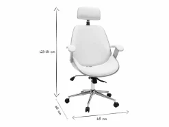Miliboo Sillón de oficina de dirección de diseño , madera clara y acero cromado MUSK Blanco Discount