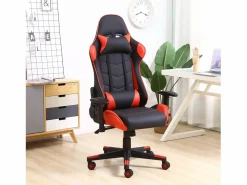 VS Venta-stock Sillón de Oficina Gaming , Piel sintética, inclinación y Altura Regulable Rojo