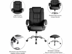 Sillón de Oficina Karen elevable y reclinable, Piel sintética, Color^VS Venta-stock