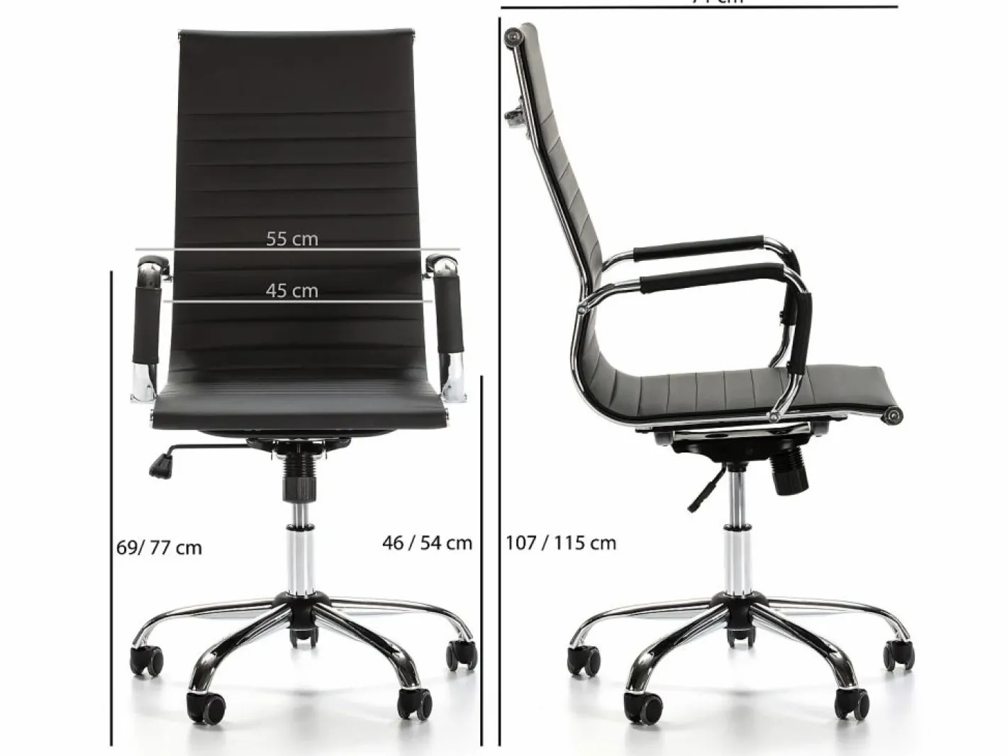 VS Venta-stock Sillón de Oficina Londres reclinable , Piel sintética, Altura Ajustable Negro Best
