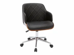 Miliboo Sillón de oficina moderno negro con madera oscura SANDRO Marru00f3n Outlet