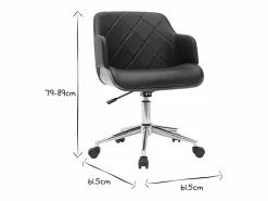 Miliboo Sillón de oficina moderno negro con madera oscura SANDRO Marru00f3n Outlet