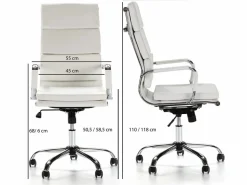 VS Venta-stock Sillón de Oficina Morgan reclinable , Piel sintética, Altura Ajustable Blanco Online