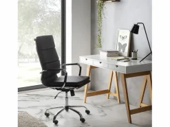VS Venta-stock Sillón de Oficina Morgan reclinable , Piel sintética, Altura Ajustable Negro Clearance