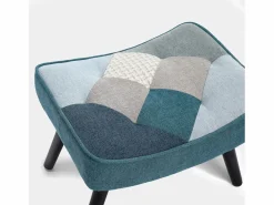 Sillón de orejas, sillón de relajación, sillón, sillón de orejas de patchwork con taburete, sillón de lectura Gris Sale