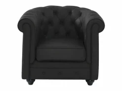 Vente-unique Sillón de piel de búfalo CHESTERFIELD Negro Online
