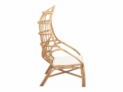Sillón de ratán en forma de huevo con cojín natural^Sweeek Sale