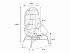 Sillón de ratán en forma de huevo con cojín natural^Sweeek Sale