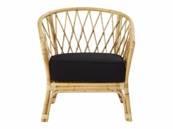 BERAH GETAH Sillón de ratán marrón con cojín negro Color natural claro