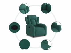 Sillón de relax | Silla | Sillón reclinable de tela verde oscuro SHL9703 Verde pino New