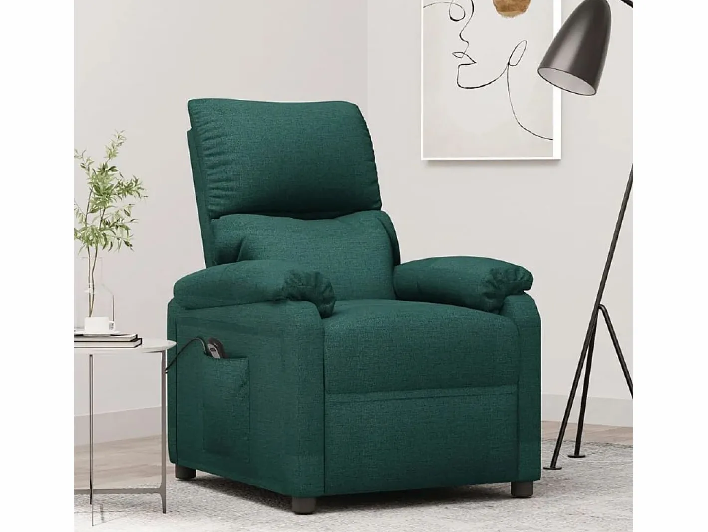 Sillón de relax | Silla | Sillón reclinable eléctrico tela verde oscuro SHL5705^ New