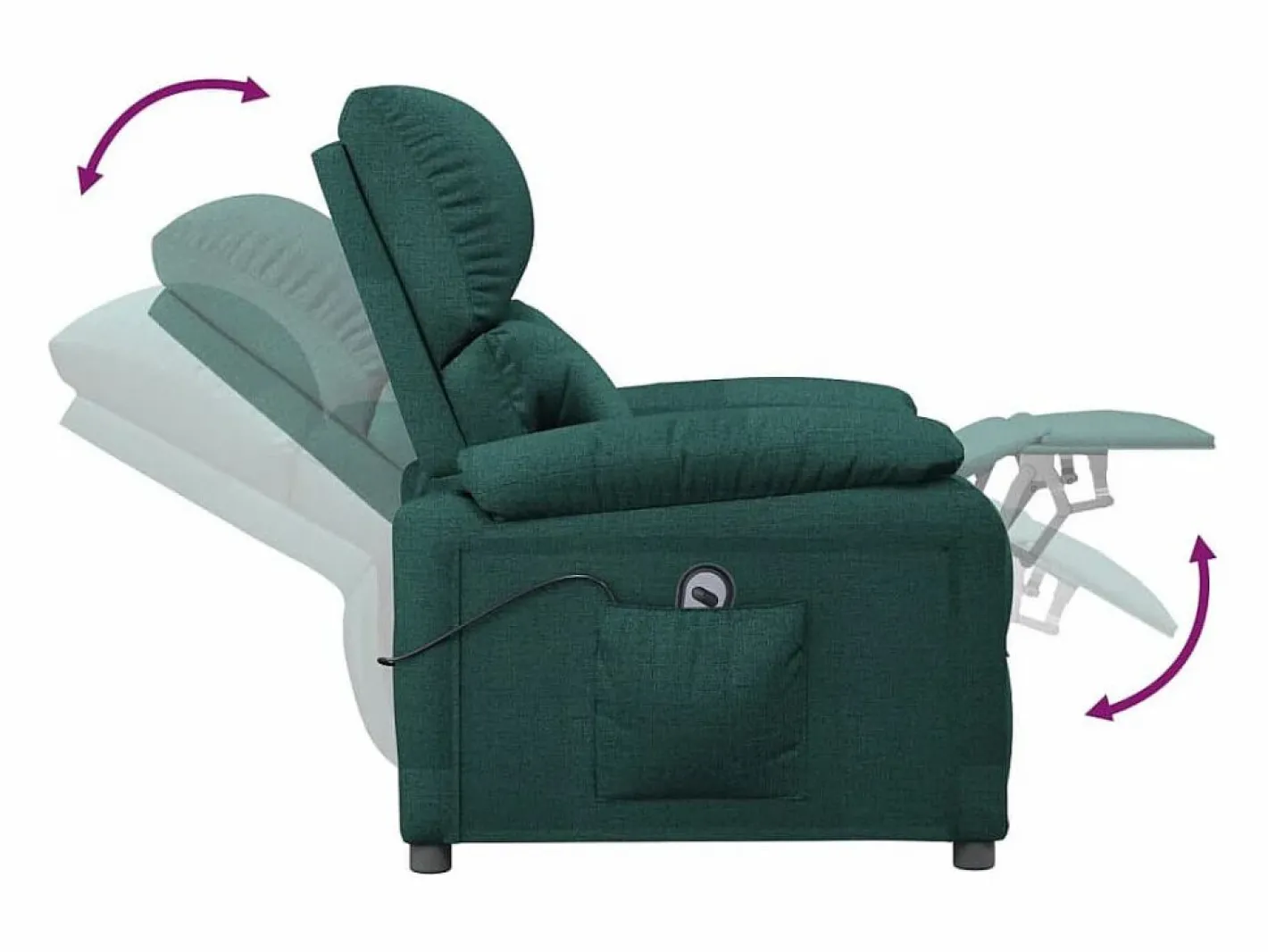 Sillón de relax | Silla | Sillón reclinable eléctrico tela verde oscuro SHL5705^ New