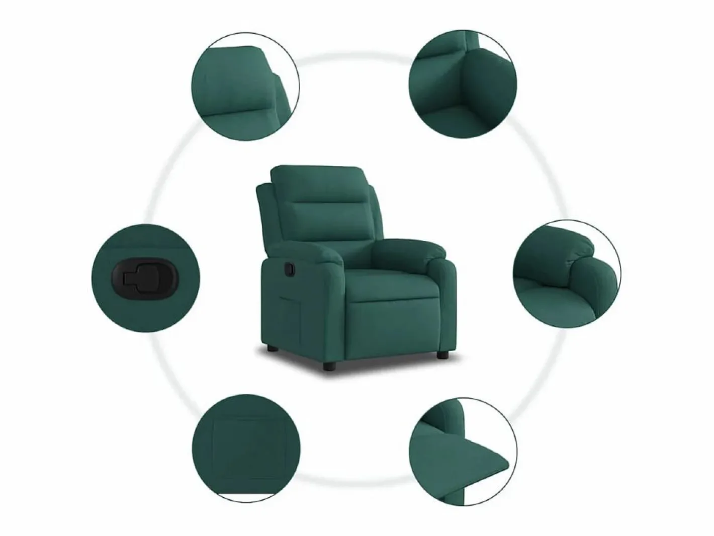 Sillón de relax | Silla | Sillón reclinable de tela verde oscuro SHL4912 Verde pino Clearance