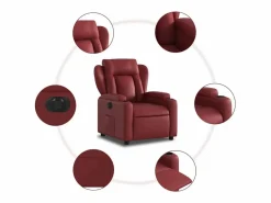 Sillón de relax | Silla | Sillón reclinable eléctrico de cuero sintético tinto SHL2159 Rojo Best