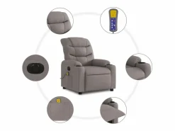 Sillón de relax | Sillón reclinable de masaje eléctrico tela gris taupe SHL4423^ Sale