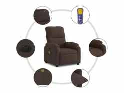 Sillón De Masaje|Sillón de relax | Sillón reclinable de masaje eléctrico tela de microfibra marrón SHL7910