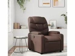 Sillón de relax | Sillón reclinable de cuero sintético marrón SHL4378 Marru00f3n