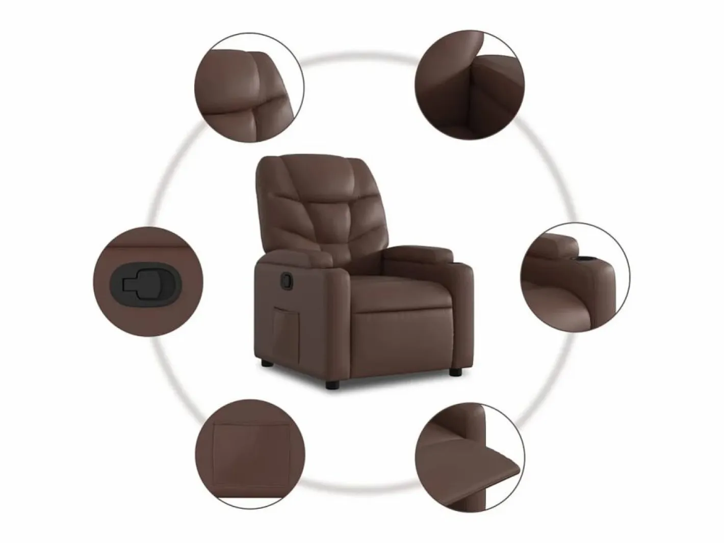 Sillón de relax | Sillón reclinable de cuero sintético marrón SHL4378 Marru00f3n