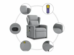 Sillón de relax | Sillón reclinable de masaje de tela claro SHL8240^ Sale