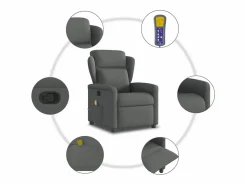 Sillón De Masaje|Sillón de relax | Sillón reclinable de masaje de tela gris oscuro SHL3509