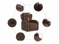 Sillón de relax | Sillón reclinable de cuero sintético marrón SHL6989^ Hot