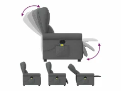 Sillón de relax | Sillón reclinable de masaje de tela gris oscuro SHL9390 Gris antracita