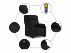 Sillón de relax | Sillón reclinable de masaje de pie cuero artificial SHL5134 Negro Outlet