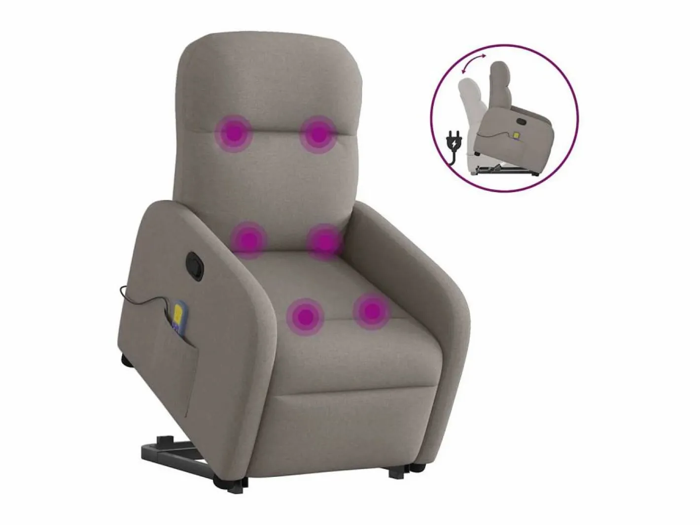 Sillón De Masaje|Sillón de relax | Sillón reclinable de masaje elevable tela gris taupé SHL2493