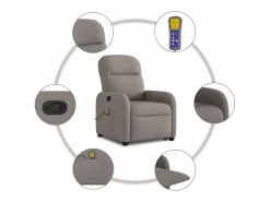 Sillón De Masaje|Sillón de relax | Sillón reclinable de masaje elevable tela gris taupé SHL2493