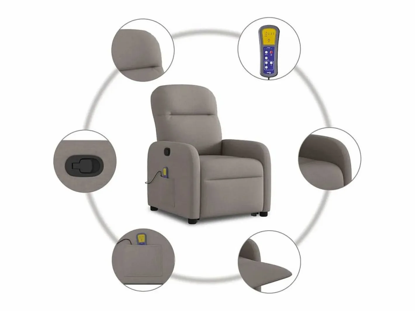 Sillón De Masaje|Sillón de relax | Sillón reclinable de masaje elevable tela gris taupé SHL2493