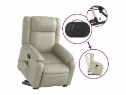 Sillón de relax | Sillón reclinable de masaje de pie cuero artificial color SHL4204 Crema New