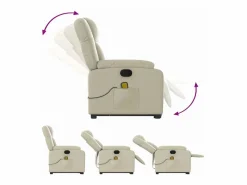 Sillón de relax | Sillón reclinable de masaje de pie cuero artificial color SHL4204 Crema New