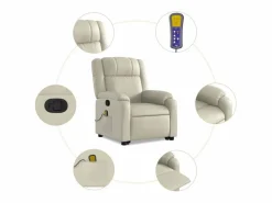 Sillón de relax | Sillón reclinable de masaje de pie cuero artificial color SHL4204 Crema New