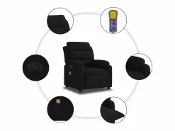 Sillón de relax | Sillón reclinable de masaje eléctrico terciopelo SHL8096 Negro Hot