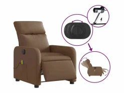 Sillón de relax | Sillón reclinable de masaje eléctrico tela marrón SHL9236 Marru00f3n Hot