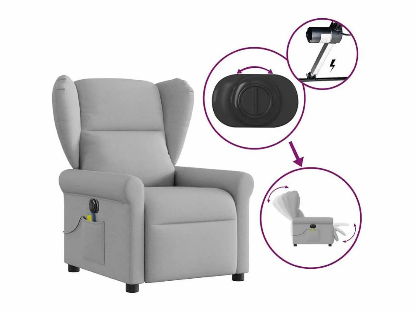 Sillón de relax | Sillón reclinable de masaje eléctrico tela nube SHL6141^ Outlet
