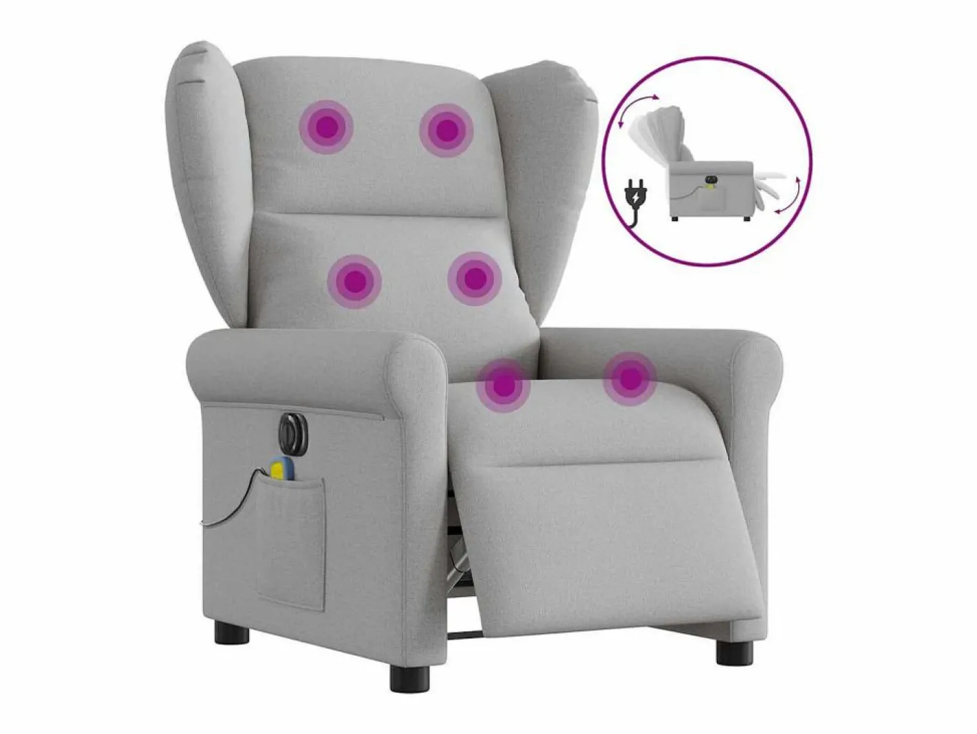 Sillón de relax | Sillón reclinable de masaje eléctrico tela nube SHL6141^ Outlet